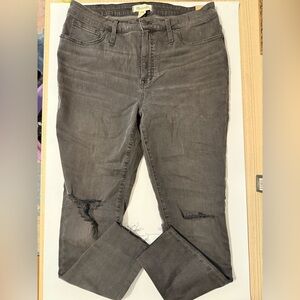 New-Madewell Distressed Black Mid-Rise Skinny Jeans